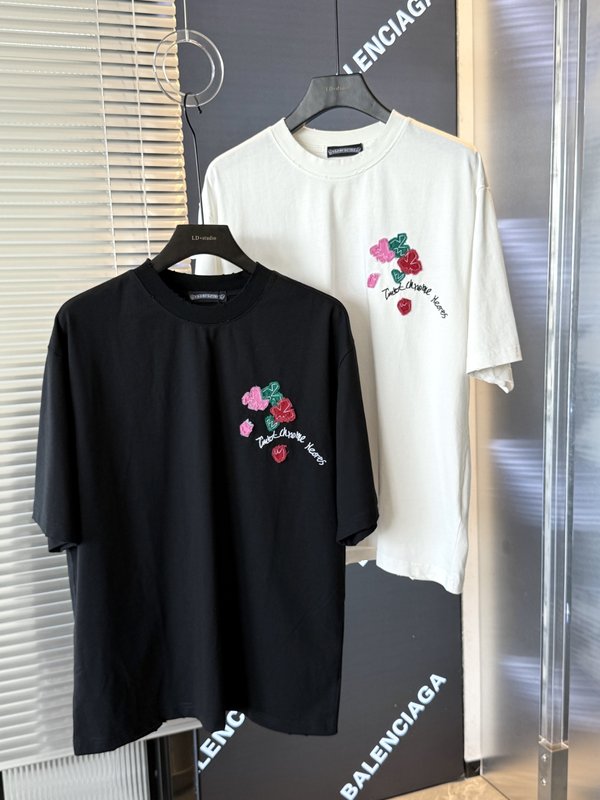 크롬하츠크로스 자수 산세 빈티지 커플 반팔 티셔츠 001-192013