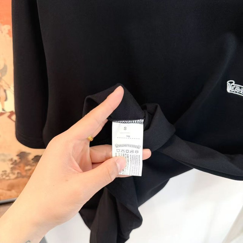 크롬하츠 크라운 크로스 자수 면 반팔 티셔츠 001-192030