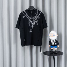 크롬하츠 26SS春夏 신제품 남녀공용 루즈핏 면 반팔 001-192165