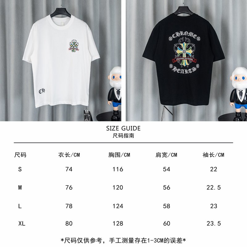 크롬하츠 26SS春夏 유니섹스 루즈핏 순면 반팔 티셔츠 001-192173