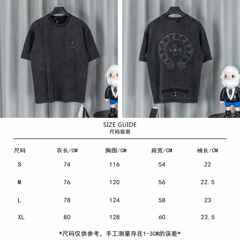 크롬하츠 26SS春夏 유니섹스 루즈핏 순면 반팔 티셔츠 001-192179