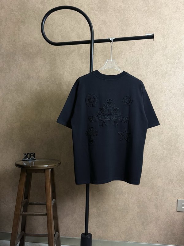 크롬하츠 홀로우 크로스 자수 라운드넥 반팔 티셔츠 001-192208