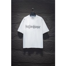 YSL 라인스톤 로고 프린트 오버사이즈 티셔츠 001-192242