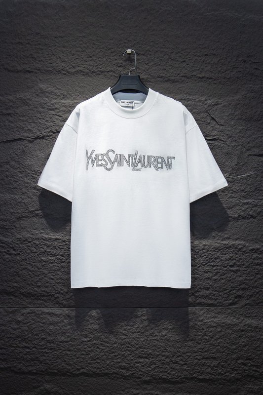 YSL 라인스톤 로고 프린트 오버사이즈 티셔츠 001-192242