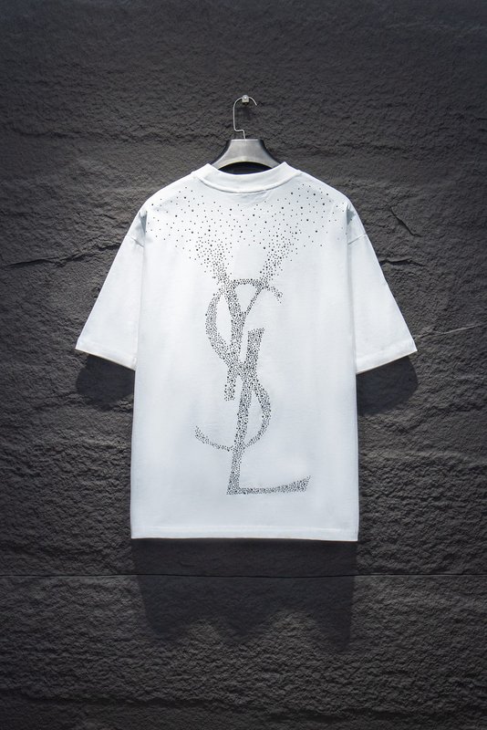 YSL 라인스톤 로고 프린트 오버사이즈 티셔츠 001-192242