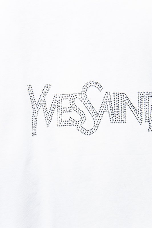 YSL 라인스톤 로고 프린트 오버사이즈 티셔츠 001-192242