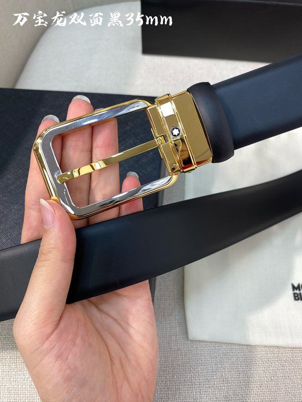 몽블랑 3.5cm 폭 소 가죽 핀 버클 비즈니스 벨트 001-192308