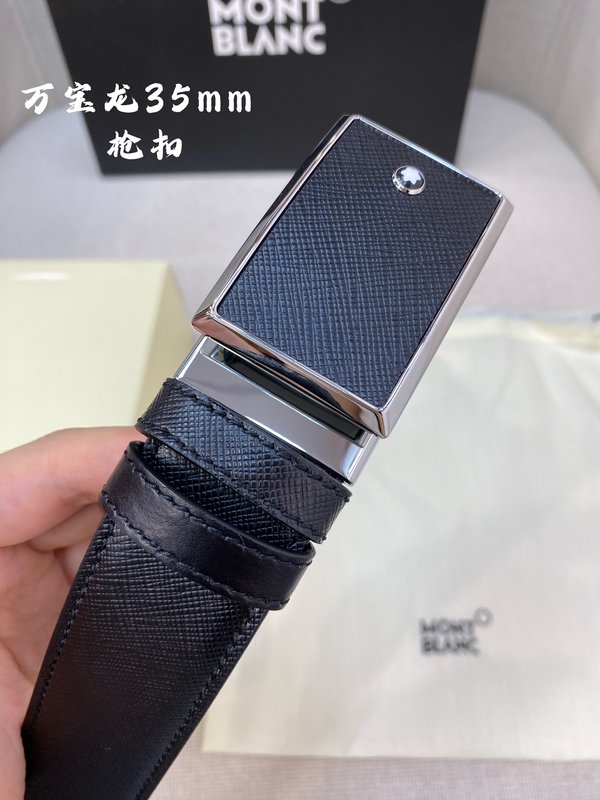 몽블랑 3.5cm 천연 소 가죽 핀 버클 비즈니스 벨트 001-192311