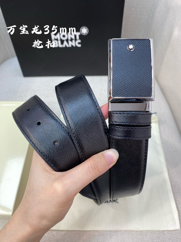 몽블랑 3.5cm 천연 소 가죽 핀 버클 비즈니스 벨트 001-192311