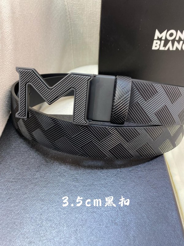 몽블랑 3.5cm 소 가죽 핀 버클 벨트 001-192323