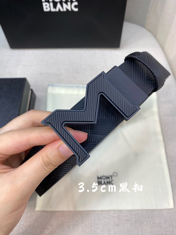 몽블랑 3.5cm 소 가죽 핀 버클 벨트 001-192323