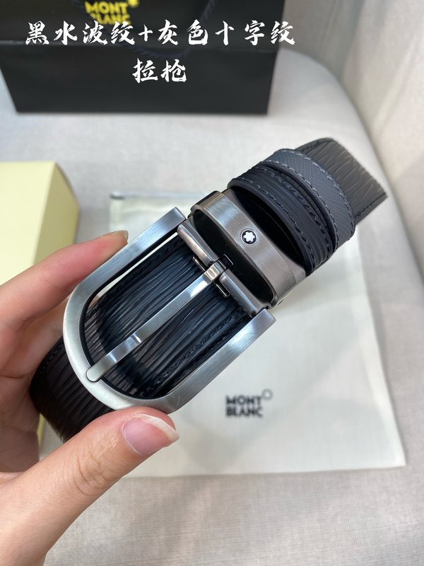 몽블랑 3.5cm 폭 소 가죽 핀 버클 벨트 001-192381