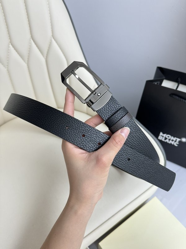 몽블랑 3.5cm 소 가죽 핀 버클 비즈니스 벨트 001-192407