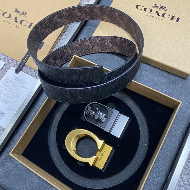COACH 코치 블랙 교체형 벨트 3.5cm 001-192413