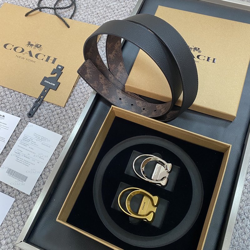 COACH 코치 블랙 로고 버클 핀 백클 벨트 001-192416