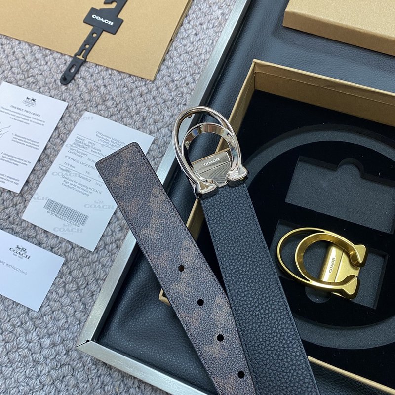 COACH 코치 블랙 로고 버클 핀 백클 벨트 001-192416