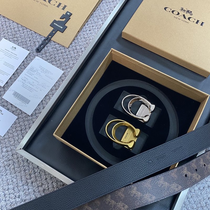 COACH 코치 블랙 로고 버클 핀 백클 벨트 001-192416
