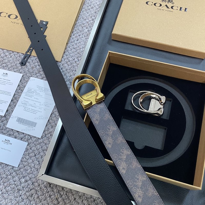 COACH 코치 블랙 로고 버클 핀 백클 벨트 001-192416
