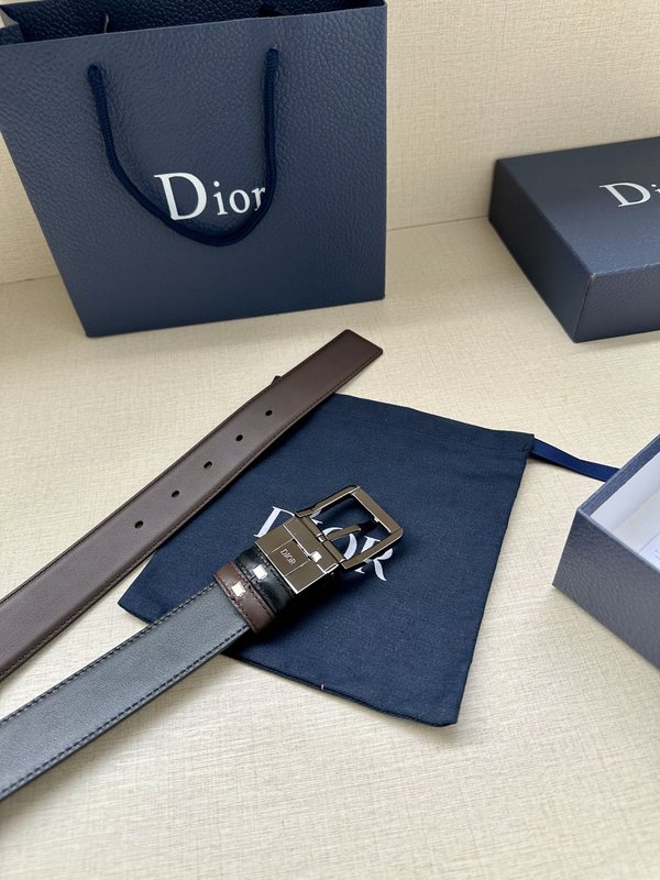 디올 Dior 블랙 양면 가죽 벨트 버클 001-192455