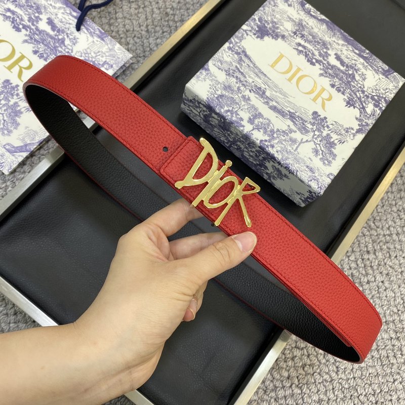 디올 DIOR 클래식 오브릭 캔버스 가죽 벨트 001-192475