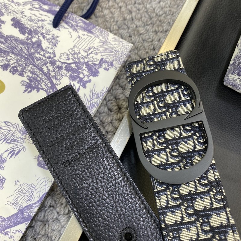 디올 DIOR 클래식 레터 패브릭 가죽 벨트 3.8CM 001-192481