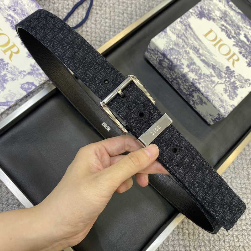 디올 DIOR 클래식 레터 패브릭 양면 소 가죽 벨트 001-192490