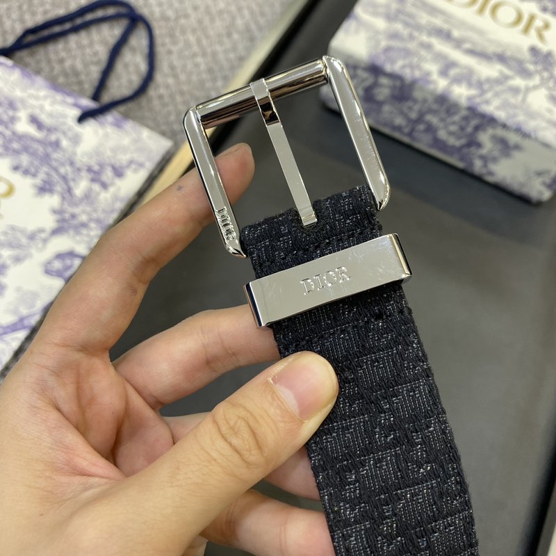 디올 DIOR 클래식 레터 패브릭 양면 소 가죽 벨트 001-192490