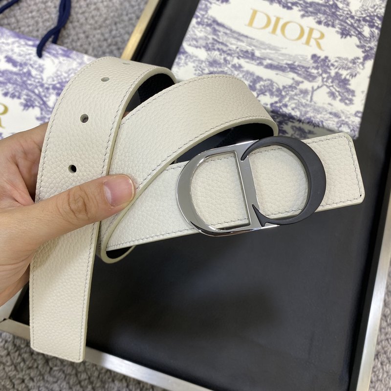 디올 DIOR 클래식 레터 캔버스 가죽 벨트 001-192497