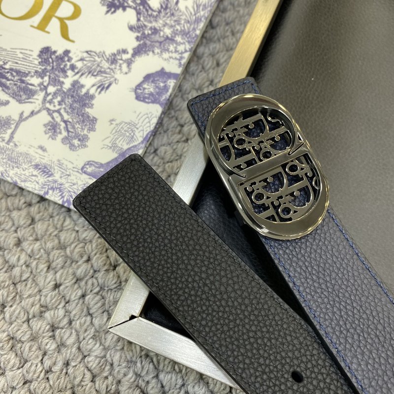 디올 DIOR 클래식 레터링 캔버스 가죽 벨트 001-192499