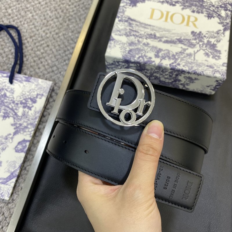 디올 DIOR 클래식 레터 캔버스 가죽 벨트 001-192505
