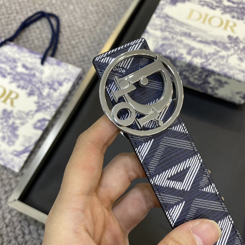 디올 DIOR 클래식 레터 캔버스 가죽 벨트 001-192505