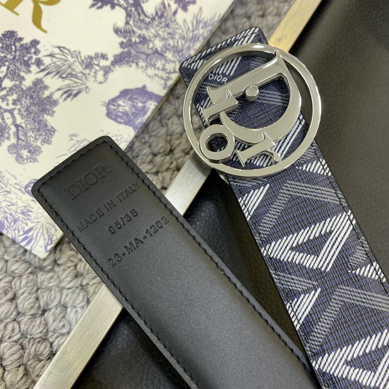 디올 DIOR 클래식 레터 캔버스 가죽 벨트 001-192505