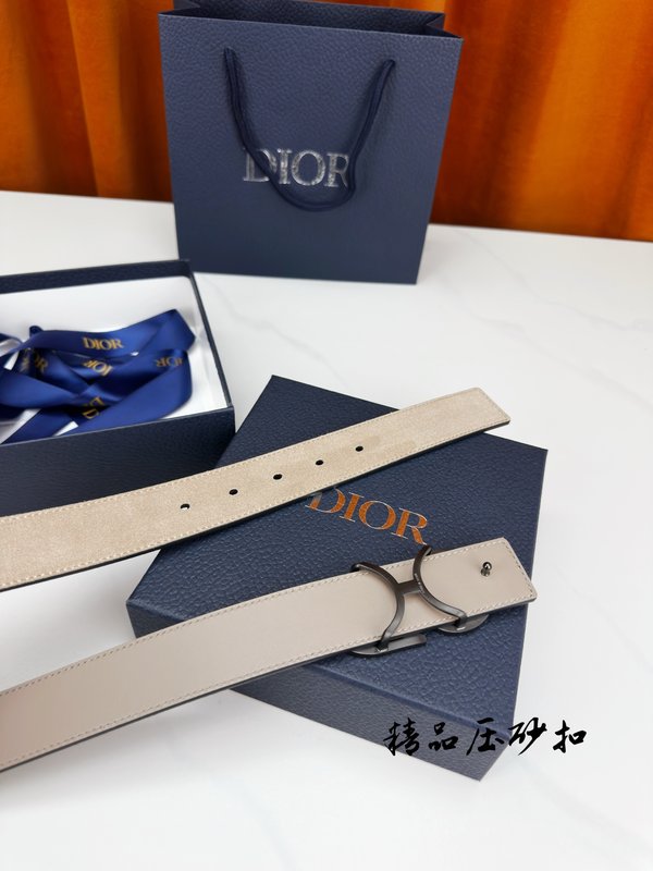 DIOR 디올 벨벳 가죽 벨트 3.5cm 폭 001-192524