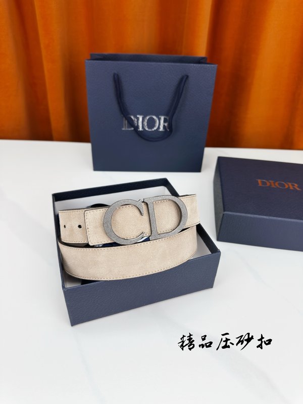 DIOR 디올 벨벳 가죽 벨트 3.5cm 폭 001-192524