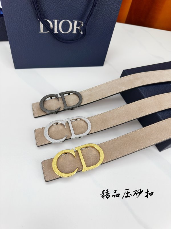 DIOR 디올 벨벳 가죽 벨트 3.5cm 폭 001-192524