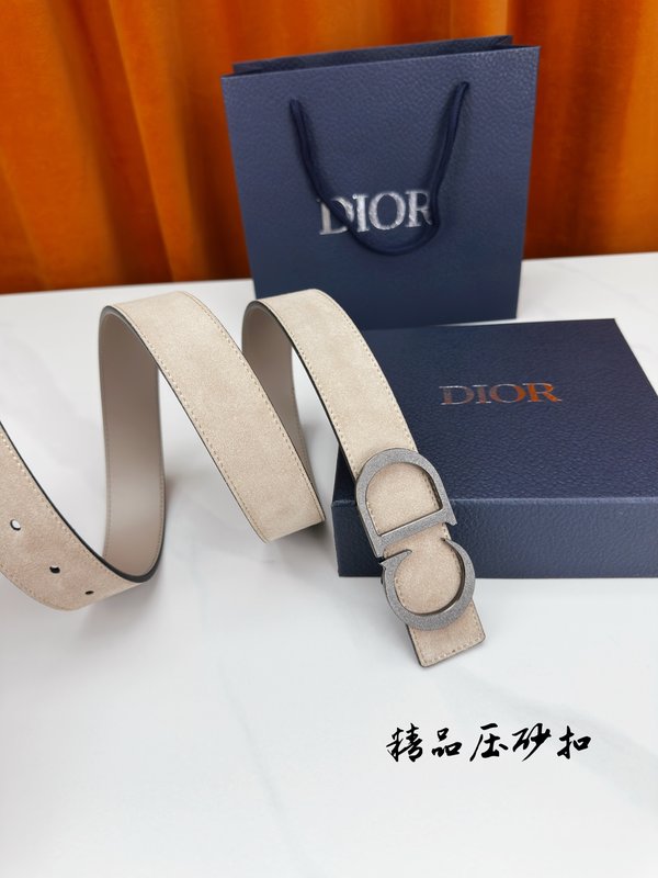 DIOR 디올 벨벳 가죽 벨트 3.5cm 폭 001-192524