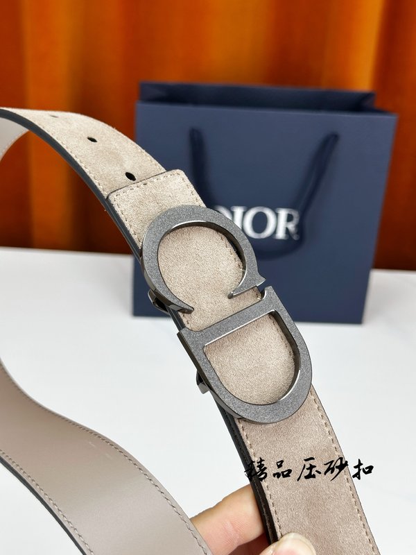 DIOR 디올 벨벳 가죽 벨트 3.5cm 폭 001-192524