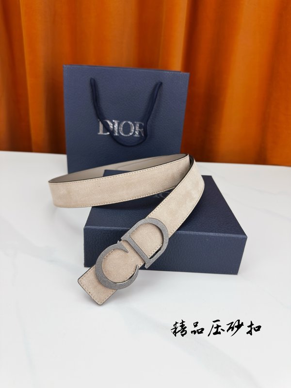 DIOR 디올 벨벳 가죽 벨트 3.5cm 폭 001-192524