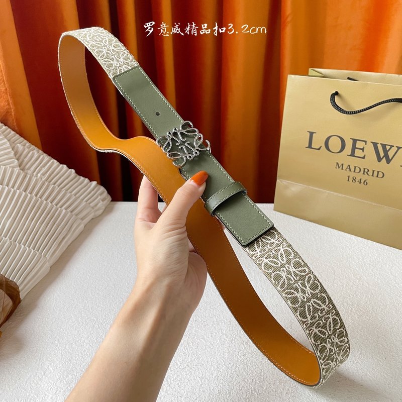 로에베 LOEWE 클래식 캔버스 소가죽 벨트 001-192642