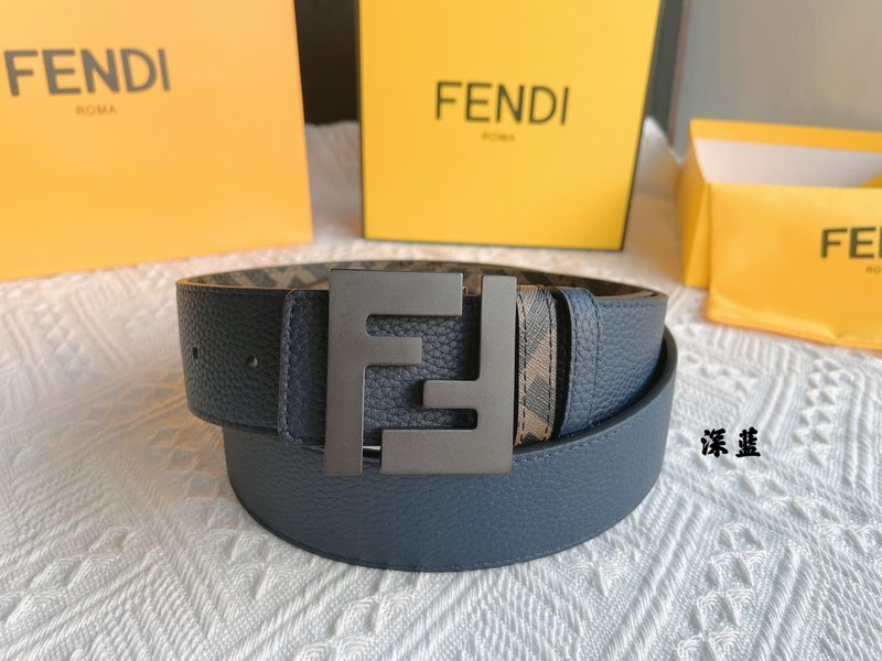 펜디 FF 로고 메탈 버클 천연 소 가죽 양면 벨트 001-192674