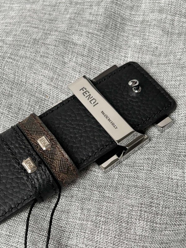 펜디 남성용 양면 벨트 블랙 옐로우 FF 패턴 001-192701