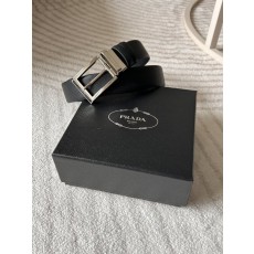 프라다 남성용 양면 블랙 가죽 벨트 3.4cm 폭 001-192791