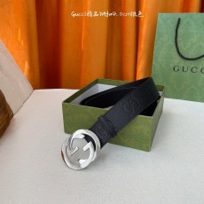 구찌 클래식 엠보싱 벨트 블랙 실버 버클 4cm 001-192953