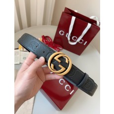 구찌 블랙 풀레더 벨트 골드 GG 버클 001-192963