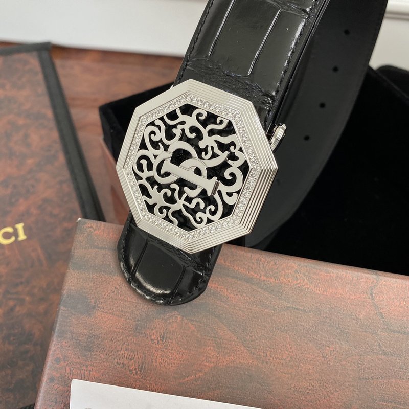 스테파노 리치 독수리 버클 엠보스 가죽 벨트 001-193029
