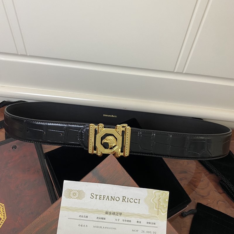 스테파노 리치 독수리 버클 엠보스 가죽 벨트 001-193050