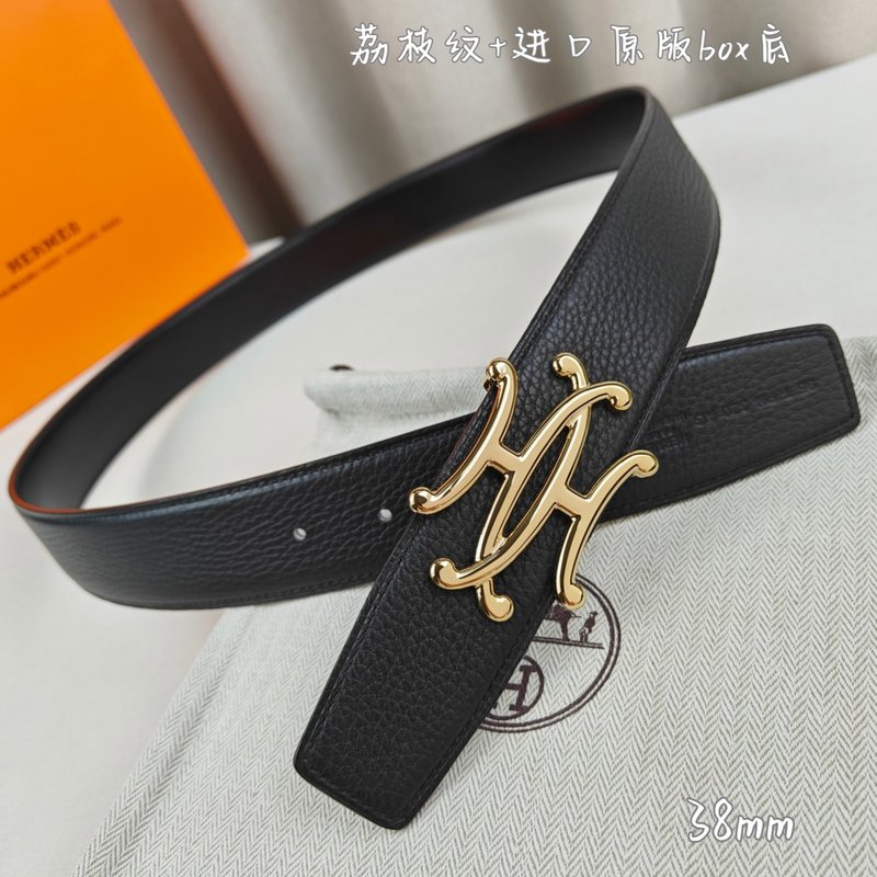 에르메스 더블 H 소 가죽 벨트 38mm 블랙 001-193157