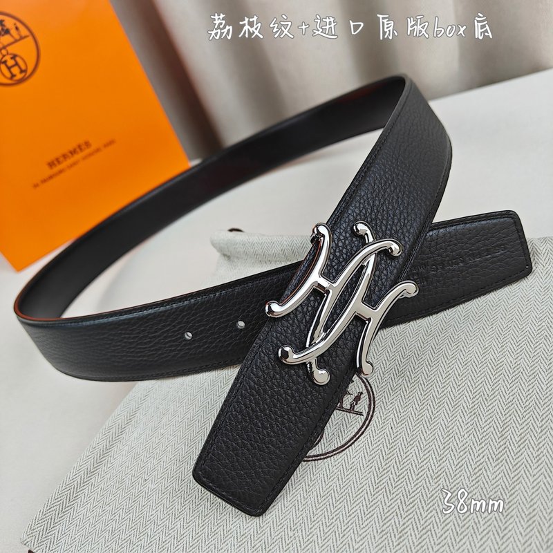 에르메스 더블 H 소 가죽 벨트 38mm 블랙 001-193157