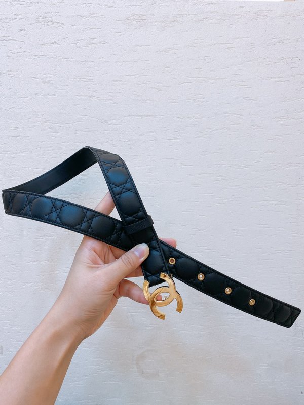 샤넬 3.0cm 양피 퀼팅 로고 버클 벨트 001-193261