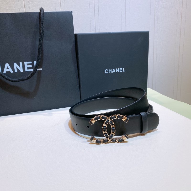 샤넬 CC 로고 송아지 가죽 벨트 001-193295